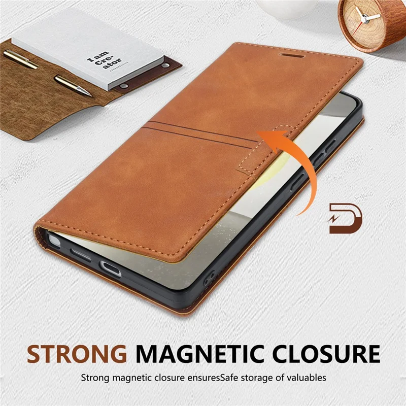 Xiaomi 15T Pro Magnetische Schließung Leder Handyhülle - Braun
