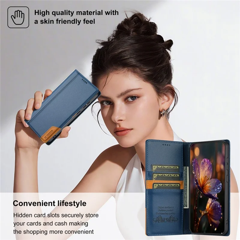 N.BEKUS P3 Funda para Xiaomi 15T Pro Cartera con Bloqueo RFID Soporte de Cuero PU Tapa Flip - Azul