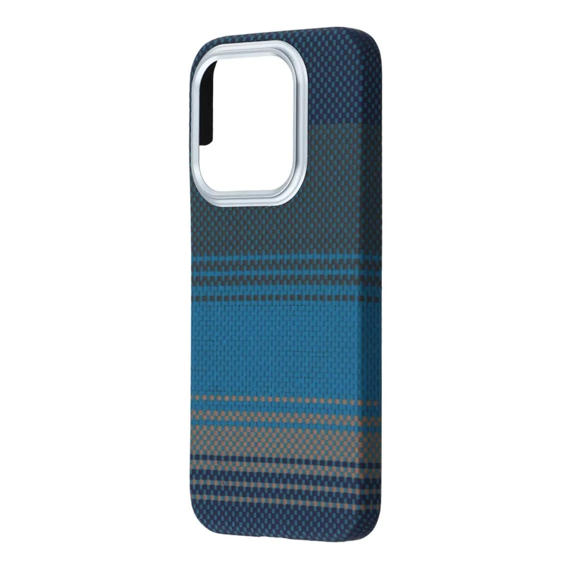 For Xiaomi 17 Case Gradient Aramid Fiber Magnetic Phone Cover with Metal Lens Frame - Blue Floating Weave