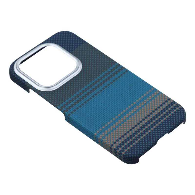 For Xiaomi 17 Case Gradient Aramid Fiber Magnetic Phone Cover with Metal Lens Frame - Blue Floating Weave