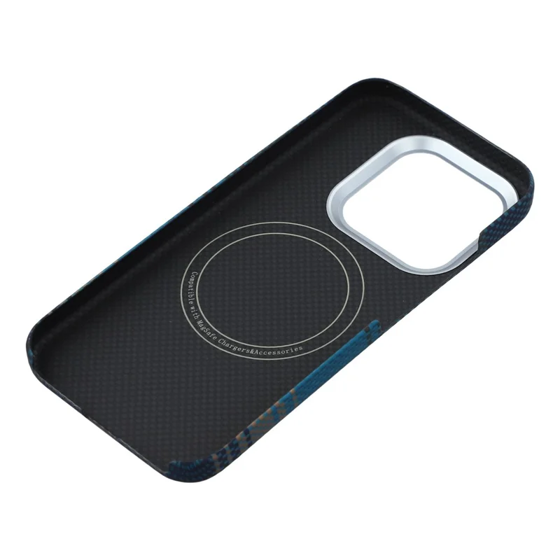 For Xiaomi 17 Case Gradient Aramid Fiber Magnetic Phone Cover with Metal Lens Frame - Blue Floating Weave