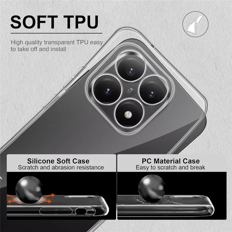 Capa Anti-Impressões Digitais Crystal Clear TPU para Xiaomi 15T