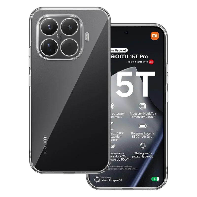 Capa Anti-Impressão Digital Crystal Clear TPU para Xiaomi 15T Pro