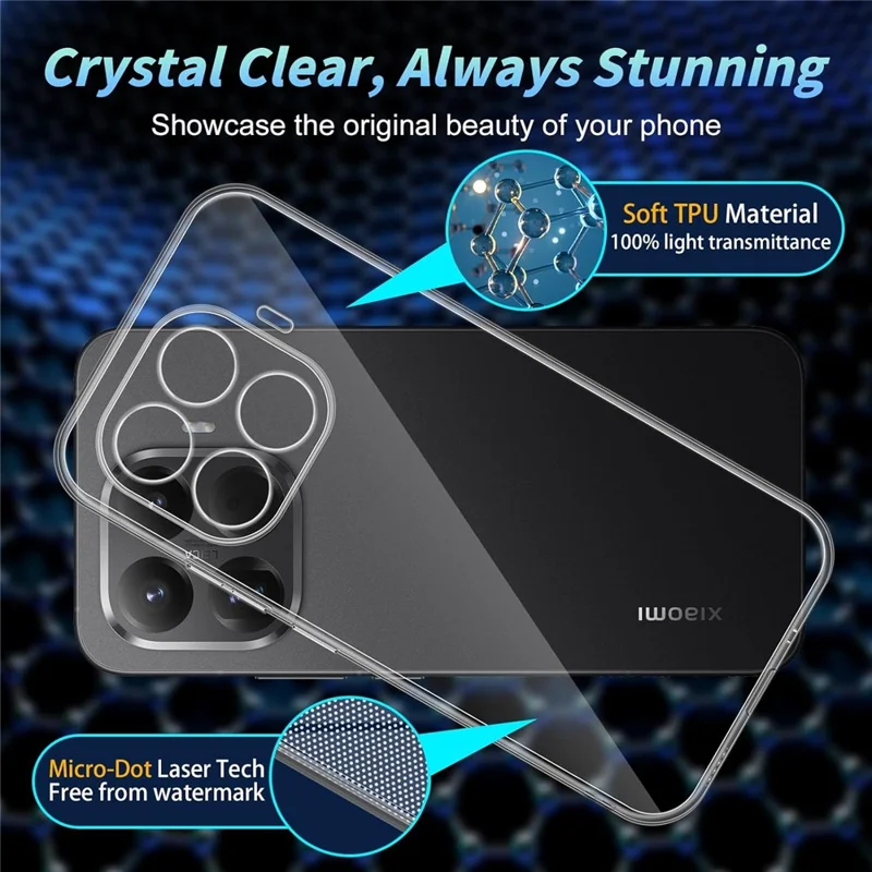 Capa Anti-Impressão Digital Crystal Clear TPU para Xiaomi 15T Pro