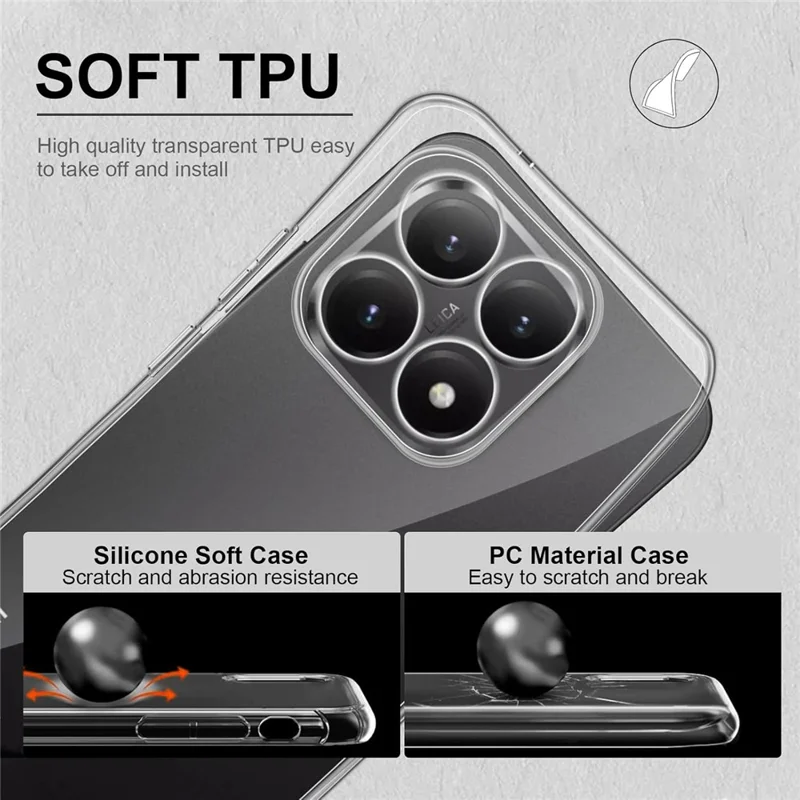 For Xiaomi 15T Clear TPU Anti-Scratch Phone Case + 2.5D Arc Edge Screen Protector