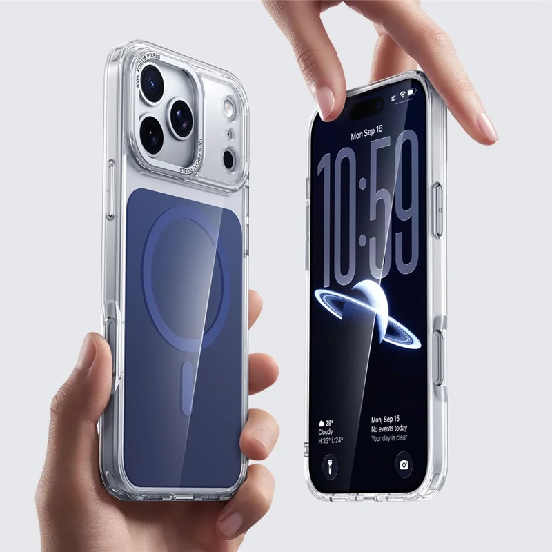 Capa para iPhone 17 Pro Compatível com MagSafe Capa Traseira de Telefone de TPU Acrílico - Azul