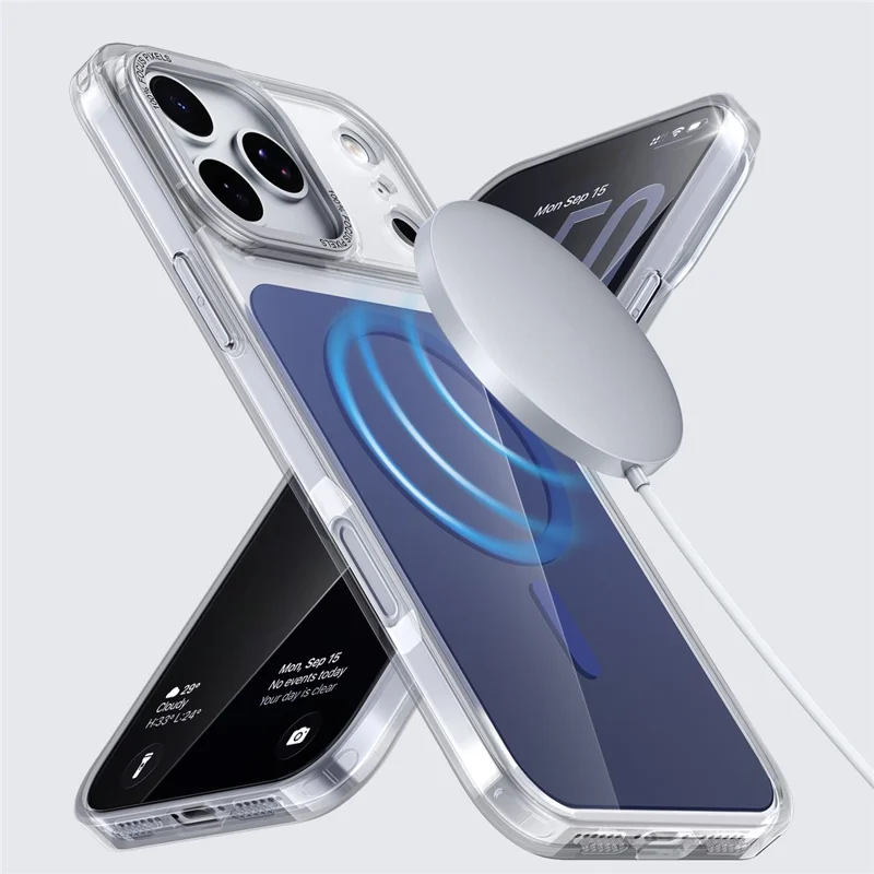 Capa para iPhone 17 Pro Compatível com MagSafe Capa Traseira de Telefone de TPU Acrílico - Azul