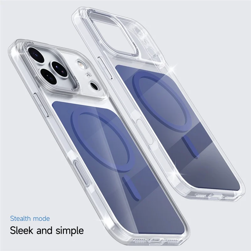 Capa para iPhone 17 Pro Compatível com MagSafe Capa Traseira de Telefone de TPU Acrílico - Azul