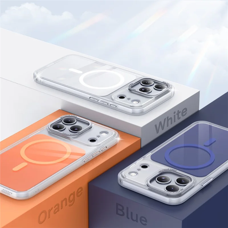 Capa para iPhone 17 Pro Compatível com MagSafe Capa Traseira de Telefone de TPU Acrílico - Azul