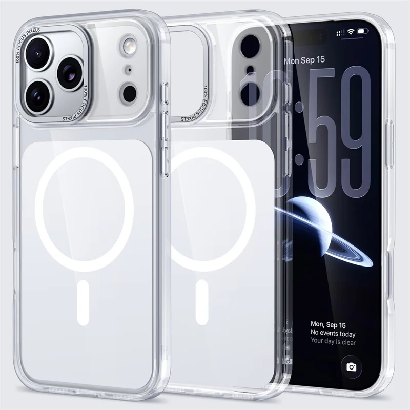 Capa para iPhone 17 Pro Compatível com MagSafe Capa Traseira de Telefone de TPU Acrílico - Prata