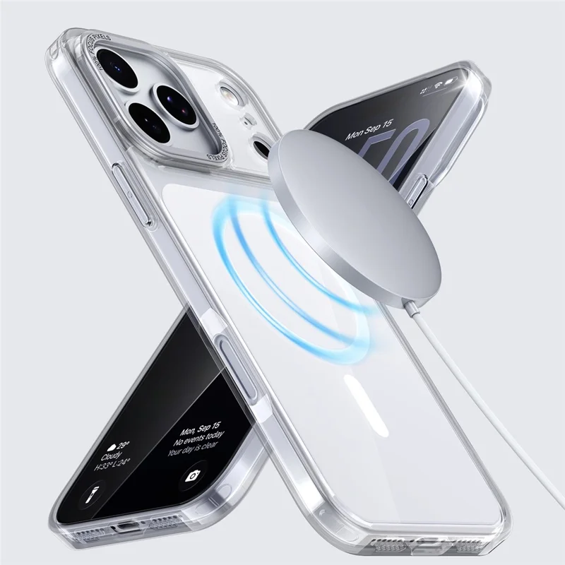 Capa para iPhone 17 Pro Compatível com MagSafe Capa Traseira de Telefone de TPU Acrílico - Prata