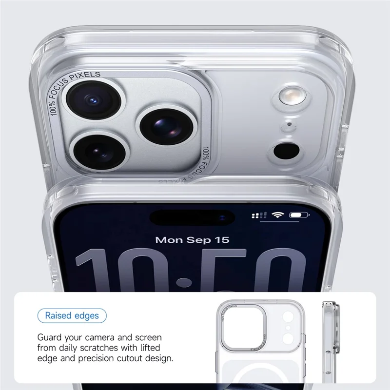 Capa para iPhone 17 Pro Compatível com MagSafe Capa Traseira de Telefone de TPU Acrílico - Prata