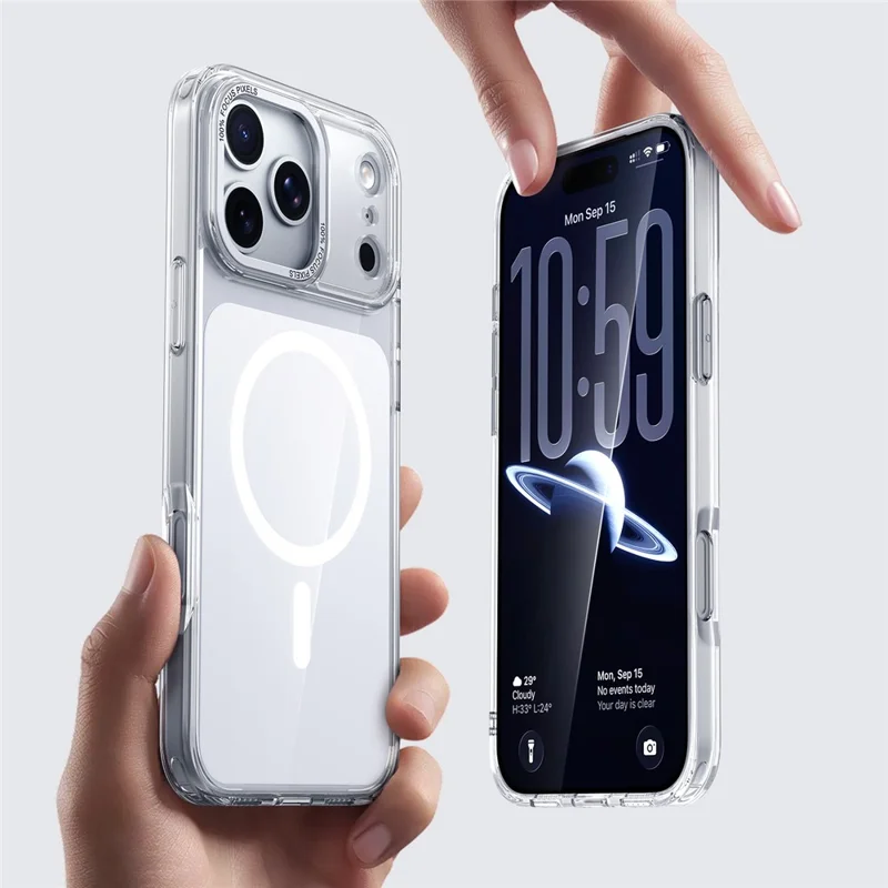 Til iPhone 17 Pro Max Case Kompatibel med MagSafe TPU Acryl Telefon Bagdæksel - Sølv