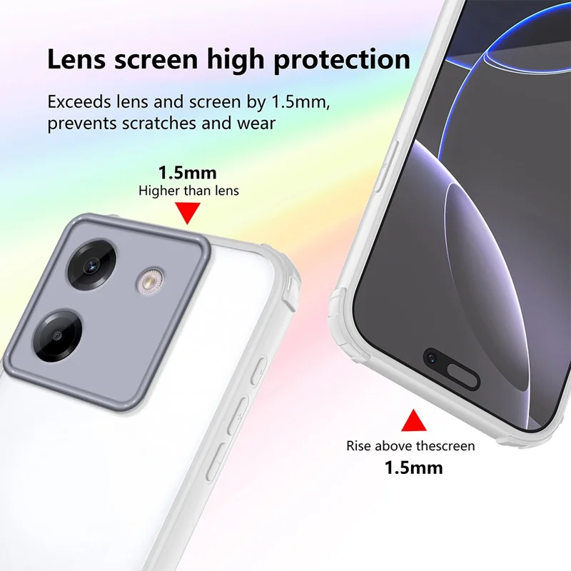 Чехол для Xiaomi Poco M7 Pro 5G, усиленные углы, ударопрочный TPU + акриловая крышка телефона - белый