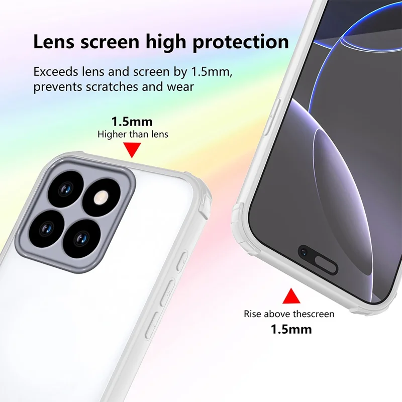 Чехол для телефона For Honor X7d 4G / 400 Smart 5G, усиленный углами, противоударный, из TPU + акрила, белый