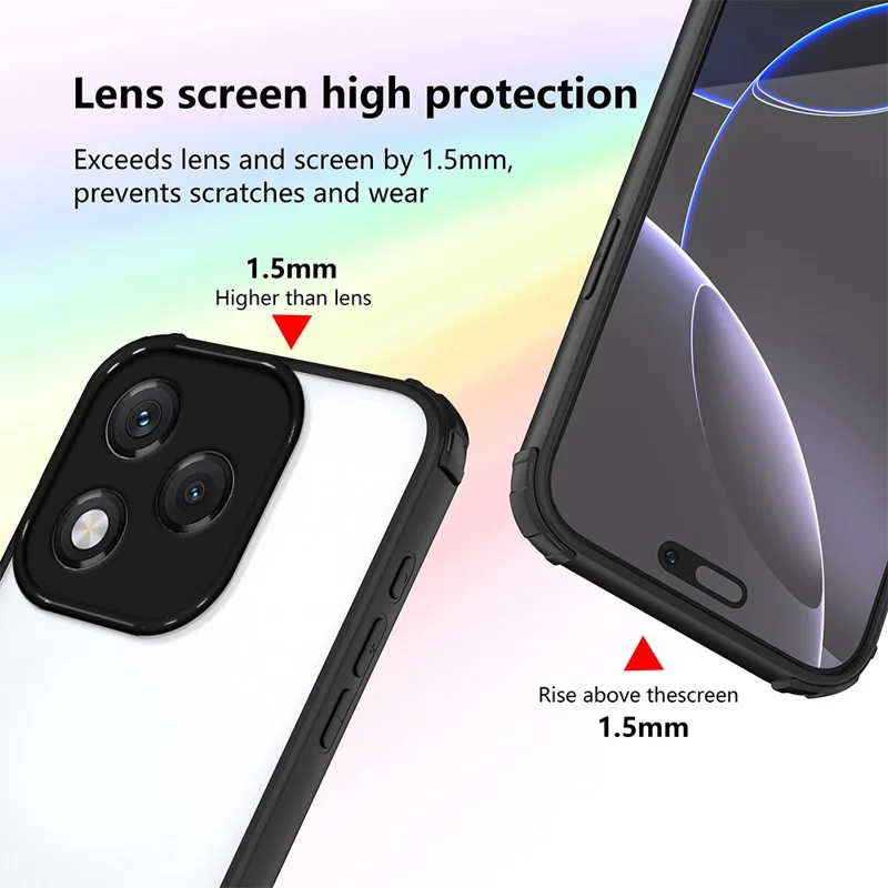 حالة هونر 400 لايت 5G حافظة هاتف مقاومة للصدمات مع زوايا مدعمة من مادة TPU وأكريليك - أسود