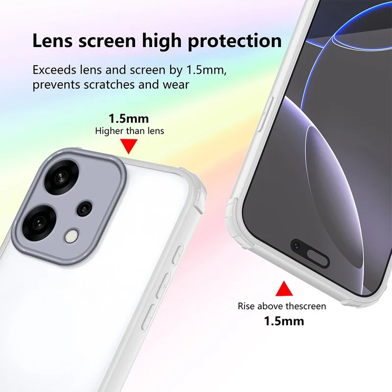 Capa para Oppo Reno14 5G (Global) - Reforço nos cantos, à prova de choques, TPU + Acrílico - Branca