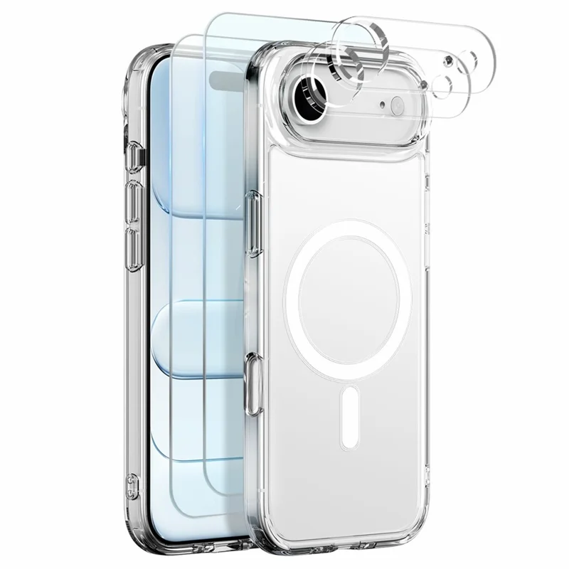 NORTHJO 5 in 1 Set for iPhone Air Magnetic Case PC + TPU Phone Cover with 2 Front Screen Protector + 2 Lens Film