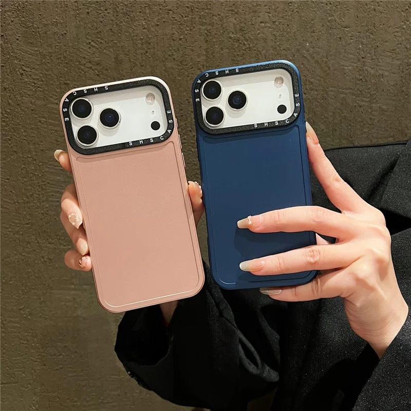 For iPhone 17 Pro Case Black Lens Frame Metal Paint Finish PC + TPU Phone Back Cover - Black