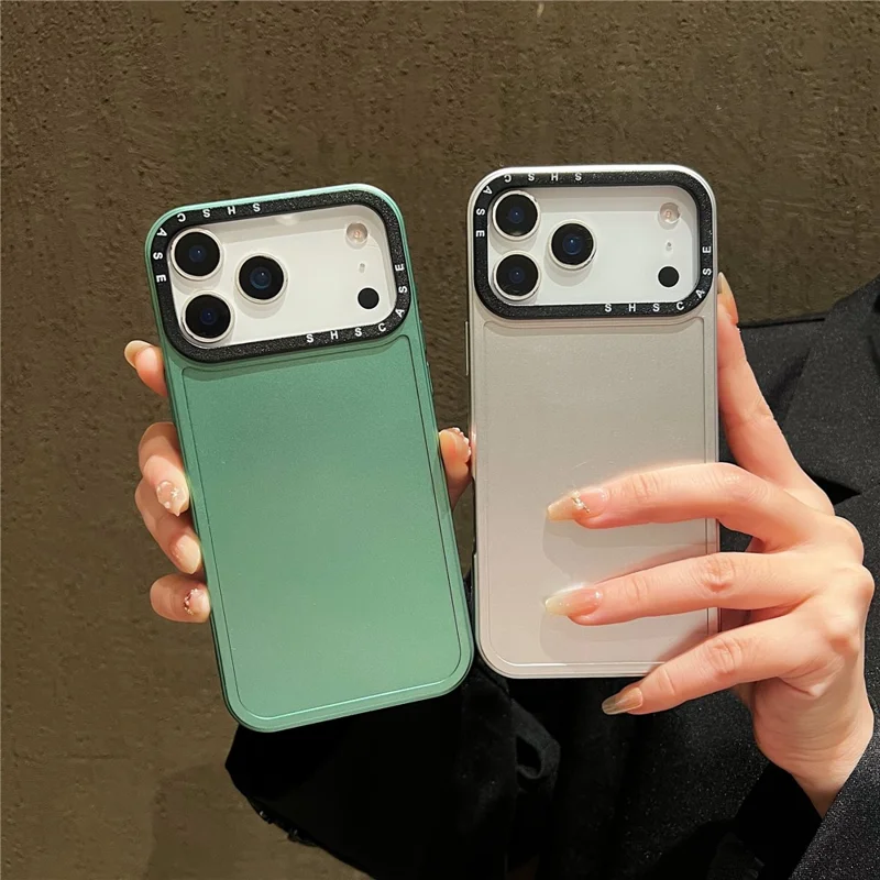 For iPhone 17 Pro Case Black Lens Frame Metal Paint Finish PC + TPU Phone Back Cover - Black