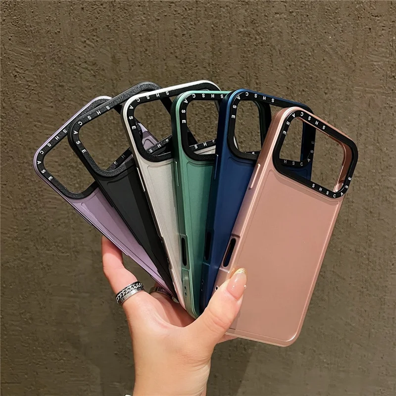 For iPhone 17 Pro Case Black Lens Frame Metal Paint Finish PC + TPU Phone Back Cover - Black