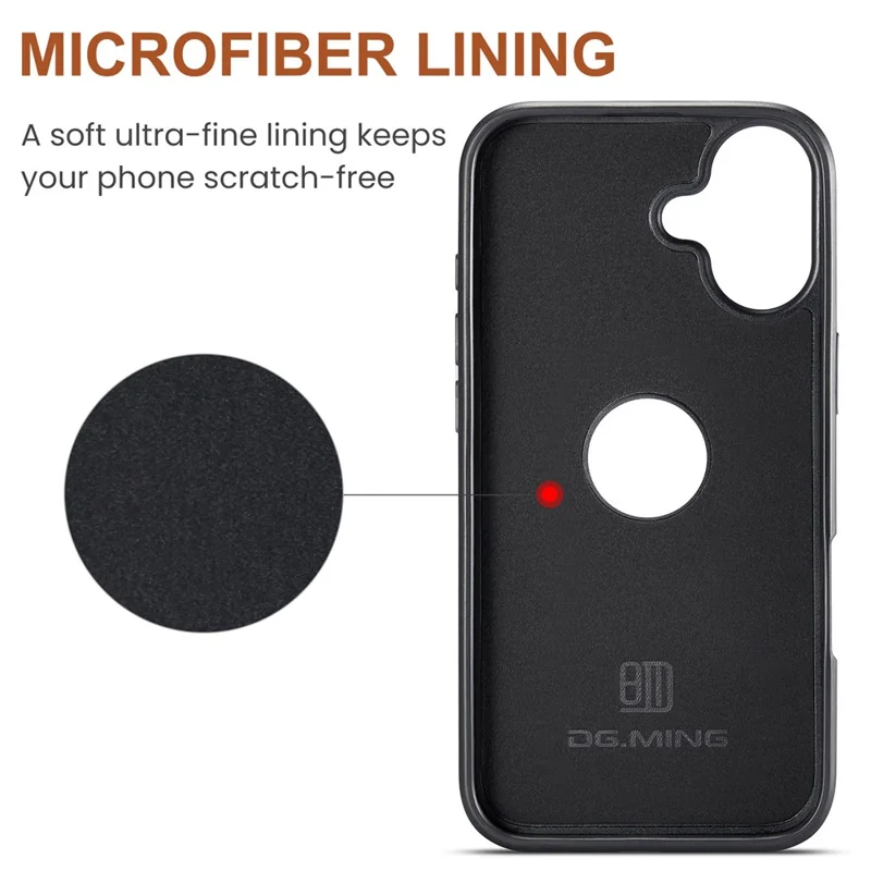 DG.MING M5 Serie für iPhone 17 Hülle Abnehmbare magnetische Lederhülle mit Kartenfächern - Schwarz