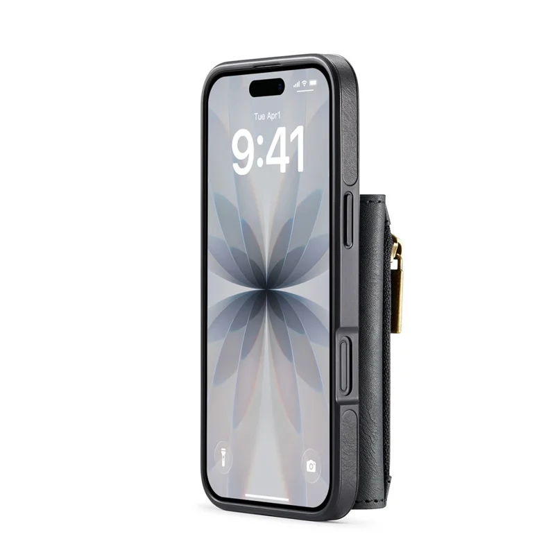 DG.MING M5 Serie für iPhone 17 Hülle Abnehmbare magnetische Lederhülle mit Kartenfächern - Schwarz