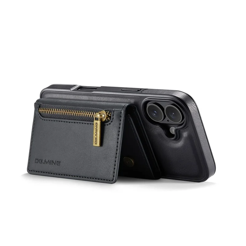 DG.MING M5 Serie für iPhone 17 Hülle Abnehmbare magnetische Lederhülle mit Kartenfächern - Schwarz