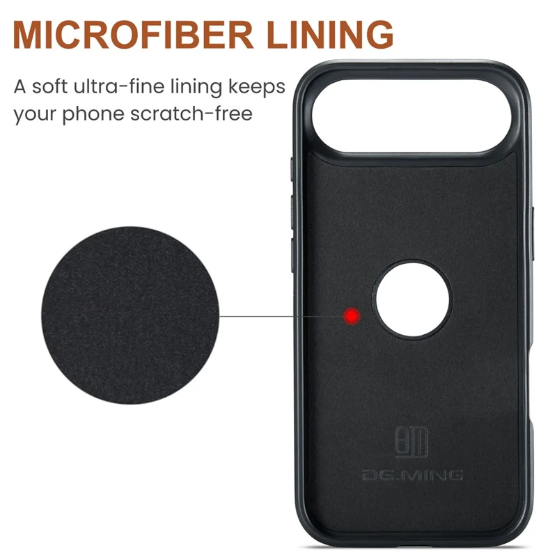 DG.MING M5 Series For iPhone Air Case Detachable Magnetic Leather Phone Cover with Card Slots - Black