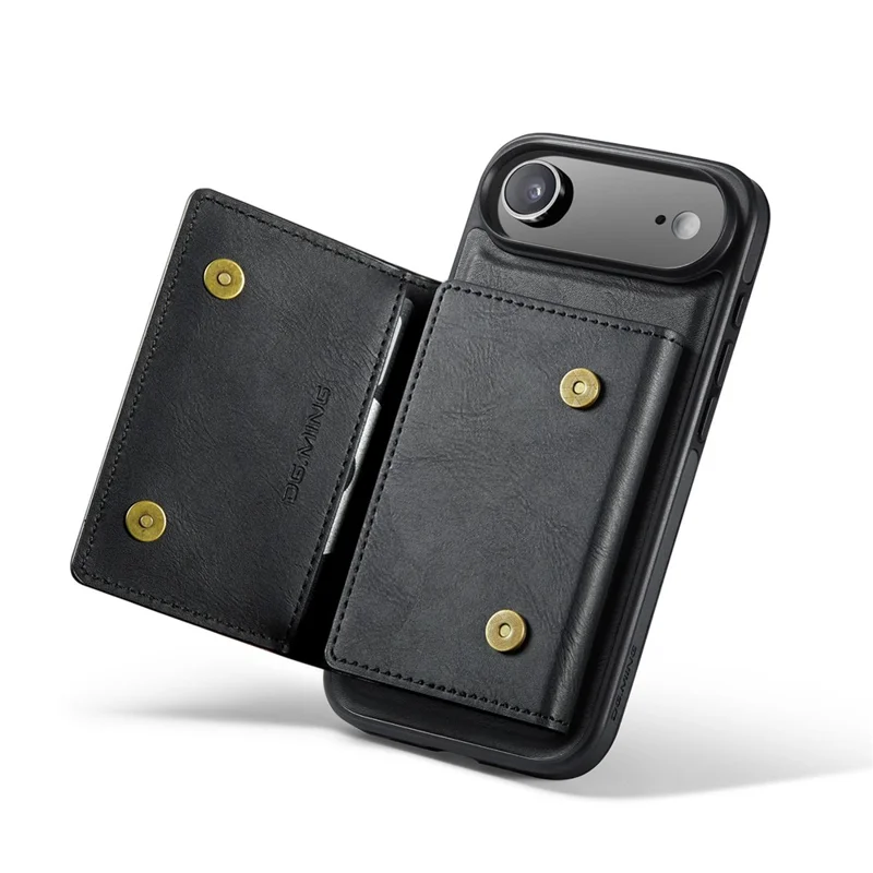 DG.MING M5 Series For iPhone Air Case Detachable Magnetic Leather Phone Cover with Card Slots - Black
