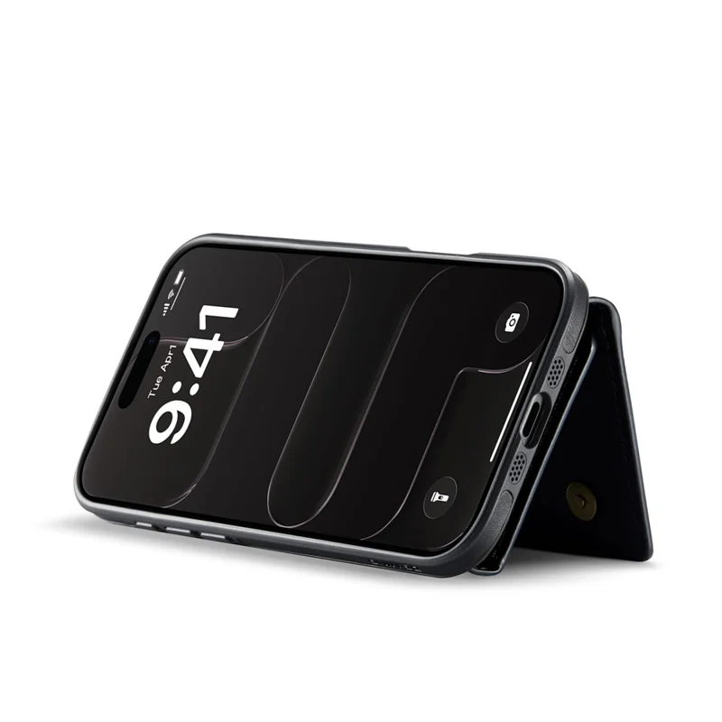 DG.MING M5 Series For iPhone Air Case Detachable Magnetic Leather Phone Cover with Card Slots - Black