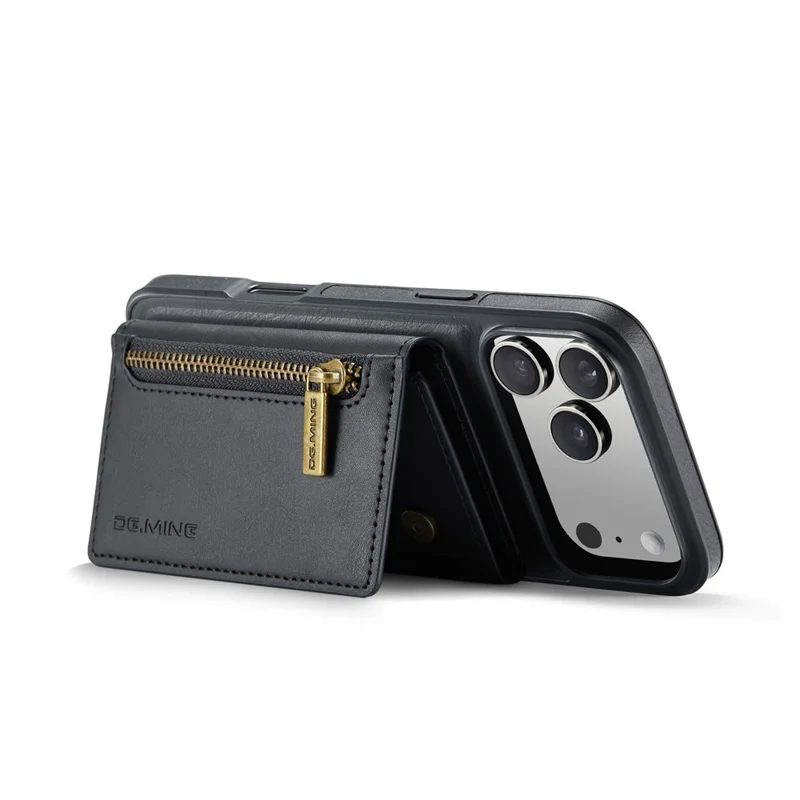 DG.MING M5 Serie für iPhone 17 Pro Hülle Abnehmbare magnetische Leder-Handyhülle mit Kartenfächern - Schwarz
