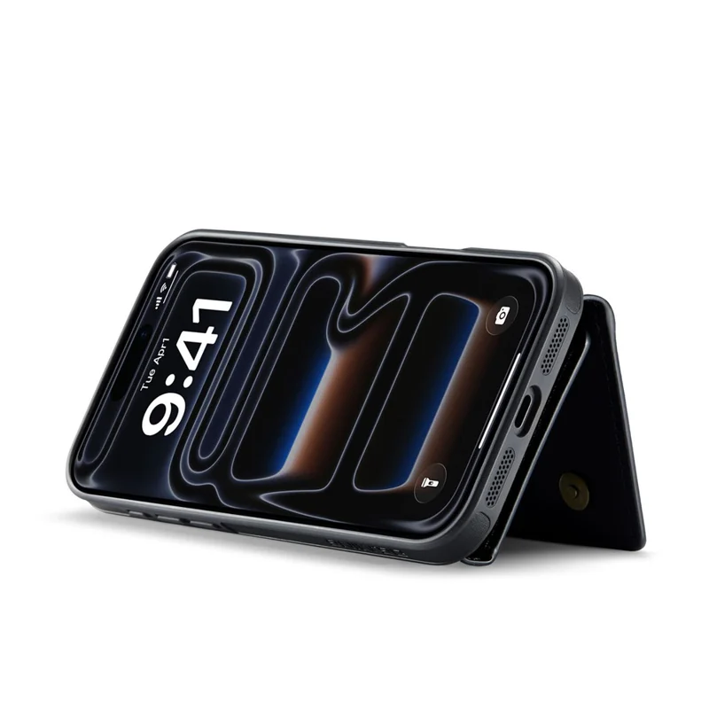DG.MING M5 Serie für iPhone 17 Pro Hülle Abnehmbare magnetische Leder-Handyhülle mit Kartenfächern - Schwarz