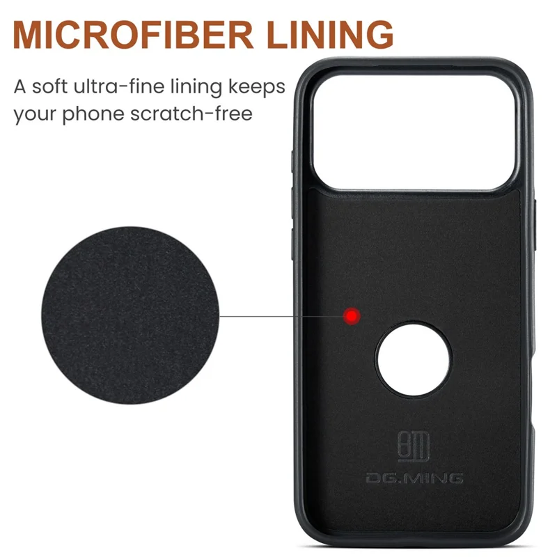 DG.MING M5 Serie für iPhone 17 Pro Max Hülle Abnehmbare magnetische Ledertelefonabdeckung mit Kartenfächern - Schwarz