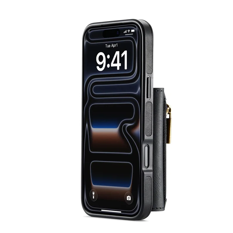 DG.MING M5 Serie für iPhone 17 Pro Max Hülle Abnehmbare magnetische Ledertelefonabdeckung mit Kartenfächern - Schwarz
