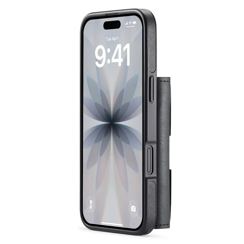 DG.MING M6 Series For iPhone 17 Case Magnetic Wallet PU + PC + TPU Phone Cover - Black