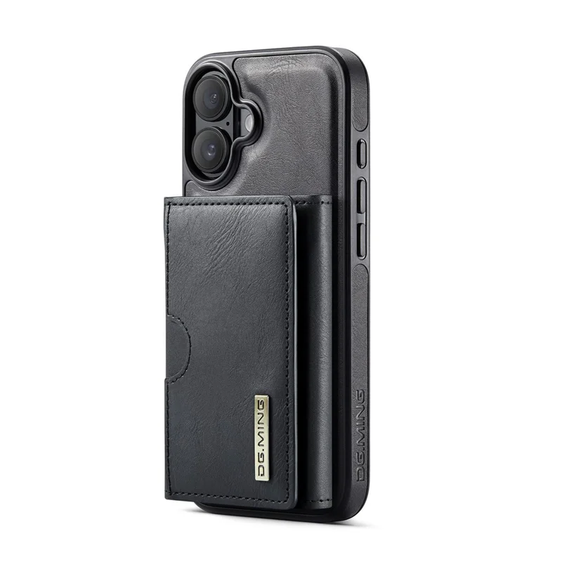 DG.MING M6 Series For iPhone 17 Case Magnetic Wallet PU + PC + TPU Phone Cover - Black