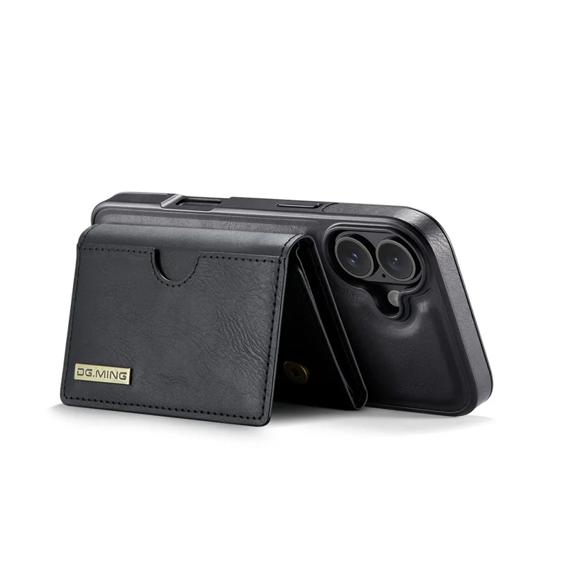 DG.MING M6 Series For iPhone 17 Case Magnetic Wallet PU + PC + TPU Phone Cover - Black