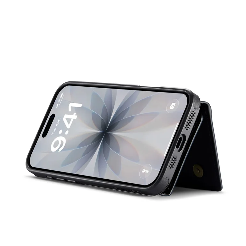 DG.MING M6 Series For iPhone 17 Case Magnetic Wallet PU + PC + TPU Phone Cover - Black