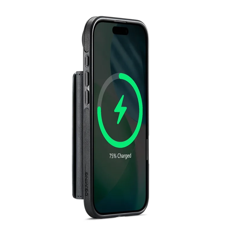 DG.MING M6 Series For iPhone Air Case Magnetic Wallet PU + PC + TPU Phone Cover - Black