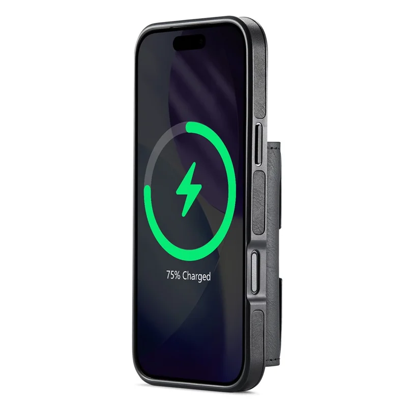 DG.MING Serie M6 per iPhone 17 Pro Max Cover Portafoglio Magnetico PU + PC + TPU Custodia Telefonica - Nero