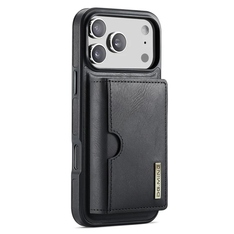 DG.MING Serie M6 per iPhone 17 Pro Max Cover Portafoglio Magnetico PU + PC + TPU Custodia Telefonica - Nero