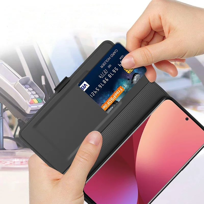 Xiaomi 15T Pro Hülle Stoßfest TPU Innenschale Leder Handyhülle Kartenfach - Schwarz