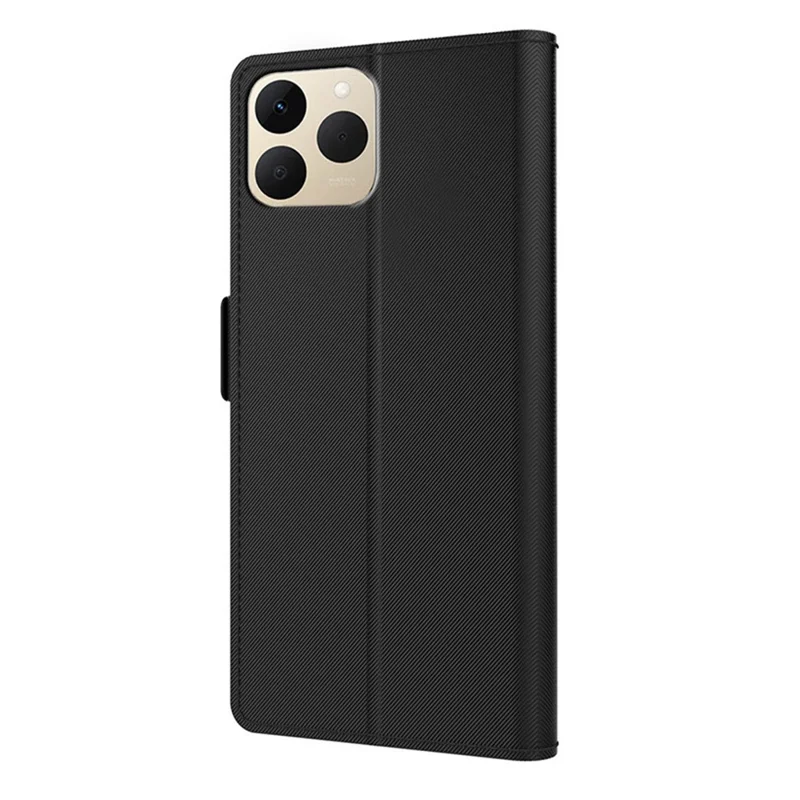 Realme 15T 5G Case Stand PU Leder Telefonhülle Kartenfach Spiegel - Schwarz