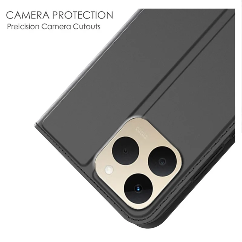 Realme 15T 5G Hülle PU-Leder Handyhülle mit Kartenfach und Ständer - Schwarz