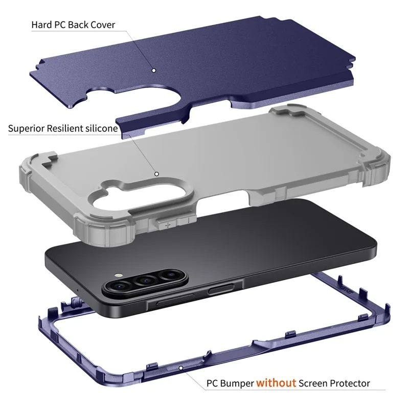 Voor Samsung Galaxy A17 5G / 4G hoesje Stootbestendig PC + TPU telefoon achterkant - Marineblauw