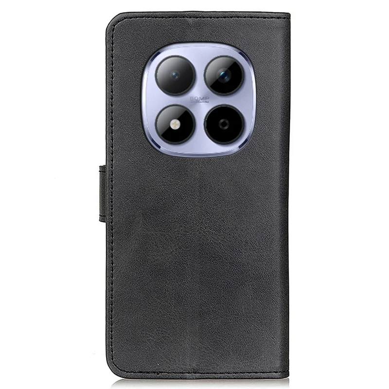 Voor Xiaomi Redmi Note 15 Pro 5G hoesje met koeienhuidstructuur Lederen portemonnee standaard telefoonhoes - Zwart