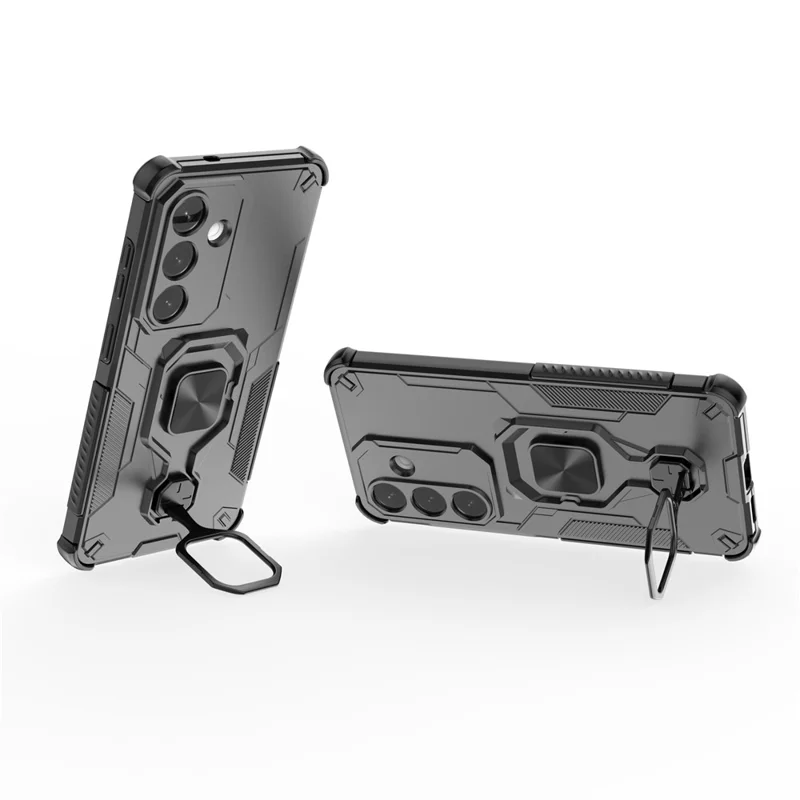 For Samsung Galaxy S26  Case Rotatable Ring Kickstand PC + TPU Shockproof Phone Cover - Black