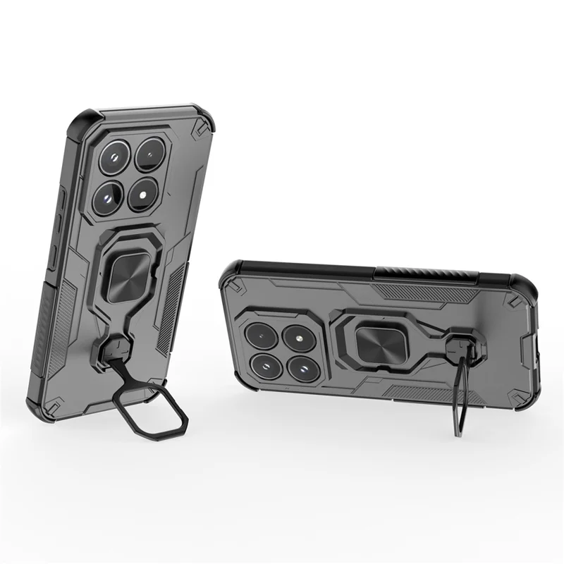 Obudowa dla Xiaomi 17 z obracalnym pierścieniem i podstawką PC + TPU, odporna na wstrząsy, czarna