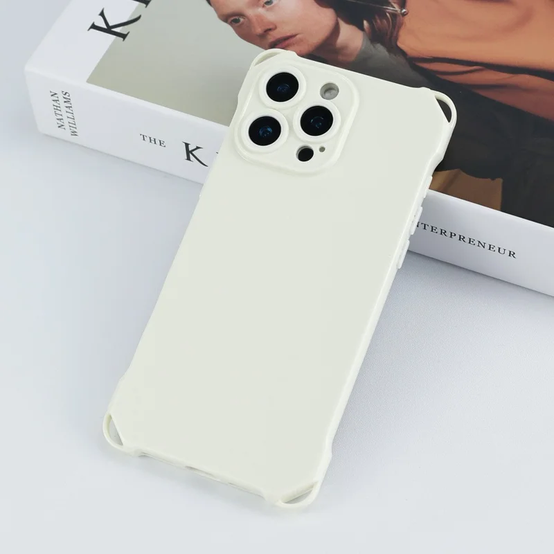 Acquisto all'ingrosso per iPhone 16 Pro Case Four Corner Anti Drop 1.5mm TPU Phone Back Cover - Bianco / Pulsante Bianco